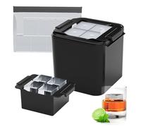 Crystal Clear Ice Cube Tray, 4X 2.2in Jumpo Ice Cubes for Bourbon Old Fashioned Whisky, Silicone Square Ice Cubes for Cocktail, Clear Ice Cube Maker with Ice Storage Bag