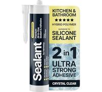 Crystal Clear Kitchen & Bathroom Sealant & Adhesive Hybrid Polymer | Superior to Bathroom Silicone Sealant | Waterproof, Odourless, Anti-Mould | Ideal For Kitchen & Around Bath & Shower - 300ml 1 Pack