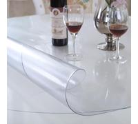 Crystal Clear Vinyl Tablecloth Protector 1.5mm - Rectangle PVC Cover Waterproof & Oil Resistant Easy Wipe Clean Perfect for Dining Room Dresser Writing Desk Protection