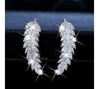 Crystal Cluster Leaf Stud Earrings Cute Rhinestone Bride Bridesmaids Flower Drop Earring Crystal Leaf Ear Climber Earrings - Hypoallergenic, Safe for Sensitive Ears（Gold）