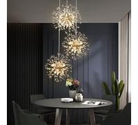 Crystal Cluster Pendant Light Gold 3 Lights Modern Firework Chandelier Dandelion Sputnik Dining Room Light Fixture Contemporary Crystal Chandeliers for Foyer Entryway