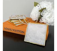 Crystal Coasters -White and Gold Agate Quartz Set of 2 - Square