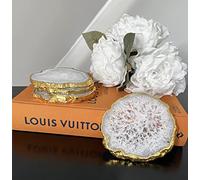 Crystal Coasters -White and Gold Salt Agate - Set of 2 Natural