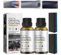 Crystal Coating Plastic Restoration, 2Pcs Car Plastic Restorer Black with Sponge, Automotive Interior PlasticParts Polish Refurbish Agent for Cars