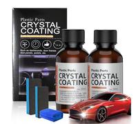 Crystal Coating Plastic Restoration, Black Plastic Restorer for Cars, Car Plating Refurbishing Agent with Spong, Interior Parts Scratch Remover, Great Gloss Protection Easy to Use (2pcs)