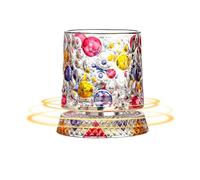 Crystal Cocktail Glass - 360 Degree Rotating Base Cup, 270ml Painted Glassware Tableware Hoxton Crystal Champagne Coupe Glasse for Bourbon Whisky Rum, Ice Drinking Soccer Barrel
