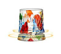 Crystal Cocktail Glass - 360 Degree Rotating Heavy Base Cup, 270ml Painted Glassware Tableware Hoxton Crystal Champagne Coupe Glasse for Bourbon Whisky Rum, Ice Drinking Soccer Barrel
