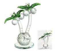 Crystal Coconut Tree Ornament,Mini Hand Blown Glass Palm Trees Figurines,Artificial with Palm Tree Coconuts,Fake Pl