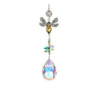 Crystal Colorful Bee Rhinestones Suncatcher, Crystal Prism Sun Catcher for Window, Glass Ball Hanging Ornament, Rainbow Maker Home Garden Nursery Decor
