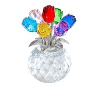 Crystal Colorful Rose Flower - 8x7x10.5cm 3D Multicolor Glass Flowers With Base, 7 Colors Glass Rose Flower, Roses Bouquet Floral Romantic Gift For Mom Women Mother's Day Home Table Decoration