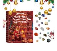 Crystal Countdown Calendar - Natural Gems 24 Days Christmas Advent Box with Healing Crystals, Energy Stones Collection for Meditation, Mindfulness, Holiday Decor, Gift for Adults Friends Family
