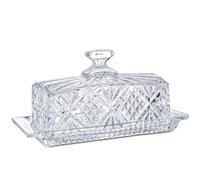 Crystal Covered Butter Dish,8inch Classic Glass 2-Piece Design Butter Keeper with Lid | Butter Holder | Dishwasher Safe