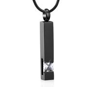 Crystal Cremation Urn Jewelry Cube Memorial Ashes Necklace Pendant Keepsake- Black Birthstone Series