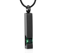 Crystal Cremation Urn Jewelry Cube Memorial Ashes Necklace Pendant Keepsake- Black Birthstone Series