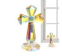 Crystal Cross - 6 Inch Decorative Religious Statue - Crucifix Figurine with 360° Faceted Design for Catholic Families Collectors Pastors Church Groups Prayer Room Meditation Space