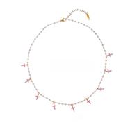 Crystal Cross Choker, Multiple Charm Layered Necklace | DAINTY CROSSES: several mini charms on crystalbeadsAnniversaries, Halloween, and Mother's Day: the perfect choice