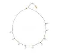 Crystal Cross Choker, Multiple Charm Layered Necklace | DAINTY CROSSES: several mini charms on crystalbeadsAnniversaries, Halloween, and Mother's Day: the perfect choice