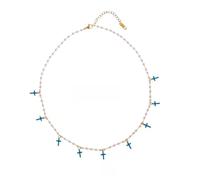 Crystal Cross Choker, Multiple Charm Layered Necklace | DAINTY CROSSES: several mini charms on crystalbeadsAnniversaries, Halloween, and Mother's Day: the perfect choice