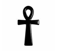 Crystal Cross Decor 10cm Polished Stone Egyptian Symbol Figurine for Home Altar Shelf Desk Quartz Amethyst Obsidian Citrine Gift (Obsidian-A)