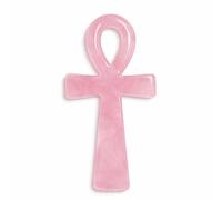 Crystal Cross Decor 10cm Polished Stone Egyptian Symbol Figurine for Home Altar Shelf Desk Quartz Amethyst Obsidian Citrine Gift (Rose Quartz AA)