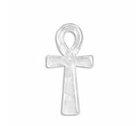 Crystal Cross Decor 10cm Polished Stone Egyptian Symbol Figurine for Home Altar Shelf Desk Quartz Amethyst Obsidian Citrine Gift (Clear Quartz AA)
