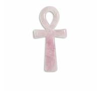Crystal Cross Decor 10cm Polished Stone Egyptian Symbol Figurine for Home Altar Shelf Desk Quartz Amethyst Obsidian Citrine Gift (Rose Quartz-A)