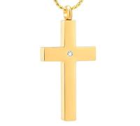 Crystal Cross Necklace for Ashes - Stainless Steel Keepsake Cremation Jewelry - Religious Cross Memorial Urn Necklace for Pet Human Ashes Pendant