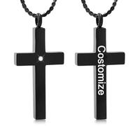 Crystal Cross Necklace for Ashes - Stainless Steel Keepsake Cremation Jewelry - Religious Cross Memorial Urn Necklace for Pet Human Ashes Pendant