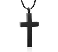 Crystal Cross Necklace for Ashes - Stainless Steel Keepsake Cremation Jewelry - Religious Cross Memorial Urn Necklace for Pet Human Ashes Pendant