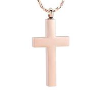 Crystal Cross Necklace for Ashes - Stainless Steel Keepsake Cremation Jewelry - Religious Cross Memorial Urn Necklace for Pet Human Ashes Pendant