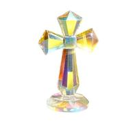 Crystal Cross Standing, 6 Inch Desktop Christian Statue Craft, Desktop Crucifix with 360° Faceted Design for Church Groups Office Pastors Catholic Families Collectors Prayer Room Meditation