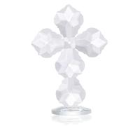 Crystal Cross Standing Creative Clear Maple Leaf Crystal Cross Glass Tabletop Ornaments for Home Office, Decor