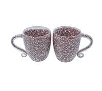 CRYSTAL CROWN® Crushed Diamond Crystal Sparkle Pink Glass Mug Coffee Tea Cup, Set of 2 Sparkle Ornament Bling Crushed Diamond Gift