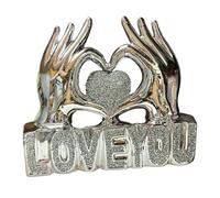 CRYSTAL CROWN Crushed Diamond Silver Sparkle LOVE YOU Heart Decorative Letter Blocks, Sight Words, Room Home Decoration, Mother's Day, Wedding, Anniversary, Birthday