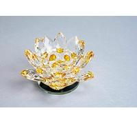 Crystal Crown® Crystal Lotus Flower Solar Spin System Ornament Craft Decoration Home Decoration, 10 CM (Yellow)