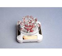 Crystal Crown® Crystal Lotus Flower Solar Spin System Ornament Craft Decoration Home Decoration, shelf sitter Sparkling crystal, 10 CM (Red)