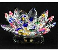 Crystal Crown® Crystal Lotus Flower Tea Light Candle Holder Spin System Ornament Craft Decoration Home Decoration, 11 CM (Multi)