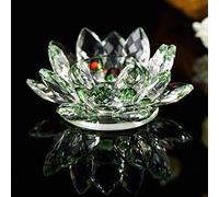 Crystal Crown® Crystal Lotus Flower Tea Light Candle Holder Spin System Ornament Craft Decoration Home Decoration, 11 CM (Green)