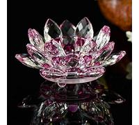 Crystal Crown® Crystal Lotus Flower Tea Light Candle Holder Spin System Ornament Craft Decoration Home Decoration, 11 CM (Purple)