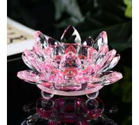 Crystal Crown® Crystal Lotus Flower Tea Light Candle Holder Spin System Ornament Craft Decoration Home Decoration, 11 CM (Pink)