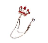 Crystal Crown Hanging Chain Brooch Suit Pin Sparkling Vintage Gold Crown Brooch Elegant Suit Stud Shirt Studs Lapel Pin Accessories for Women Men, Alloy Steel, no gemstone