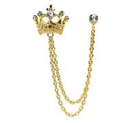 Crystal Crown Hanging Chain Brooch Suit Pin,Vintage Gold Crown Brooch,Suit Stud,Shirt Studs,Lapel Pin Accessories for Men Women, Metal, rhinestone