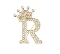 Crystal Crown Initial Letter Brooch Pin Queen Crown Alphabet Letter Lapel Pin Badges for Dress Coat Suit Shoolbags A-Z Letter Breastpin for Clothing Decors Gold/Silver Plated Best Friends Gift, Zinc