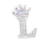 Crystal Crown Initial Letter Brooch Pin Queen Crown Alphabet Letter Lapel Pin Badges for Dress Coat Suit Shoolbags A-Z Letter Breastpin for Clothing Decors Gold/Silver Plated Best Friends Gift, Zinc