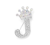 Crystal Crown Initial Letter Brooch Pin Queen Crown Alphabet Letter Lapel Pin Badges for Dress Coat Suit Shoolbags A-Z Letter Breastpin for Clothing Decors Gold/Silver Plated Best Friends Gift, Zinc