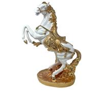 Crystal Crown® Italian Horse Ornament Romany Porcelain 44cm Shelf Sitter Animal Statue Figurine Home Decoration (White Gold)