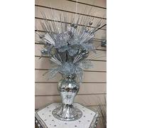 CRYSTAL CROWN ornament bling diamond gift | crystallized romany flower vase mosaic italian blingy silver vase with flower arrangement |handmade craft | crushed diamond display | present, home decor