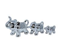 CRYSTAL CROWN Pair of 3 Elephants row | Silver Sparkle Ornament Bling Crushed Diamond Gift | Gifts Present for all, Home decoration