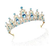 Crystal Crown, Princess Wedding Tiara,Queen Headband Princess Headpieces for Birthday Prom Pageant Graduate Costume Party Wedding, Closing Ball Festivals Dress Accessories (Blue Diamond Gold)