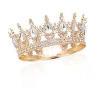 Crystal Crown, Princess Wedding Tiara,Queen Headband Princess Headpieces for Birthday Prom Pageant Graduate Costume Party Wedding, Closing Ball Festivals Dress Accessories (Round white diamond gold)